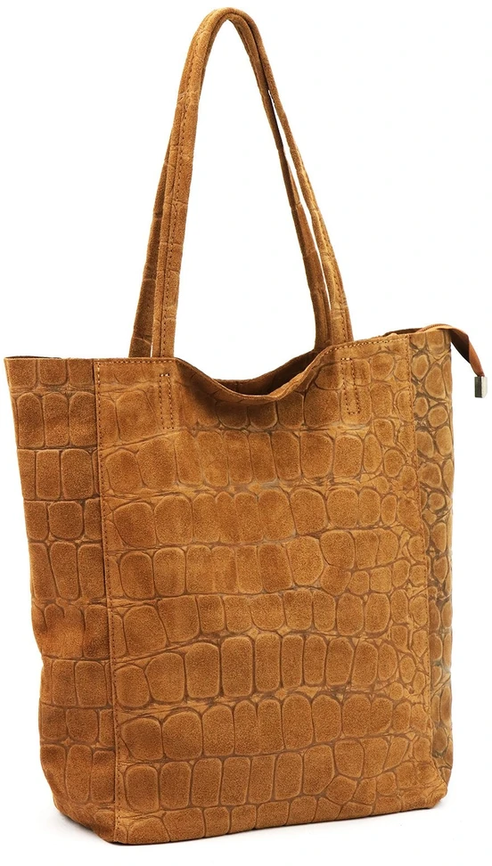 Duża skórzana torebka shopper Luka 26-084 Croco mieszcząca A4