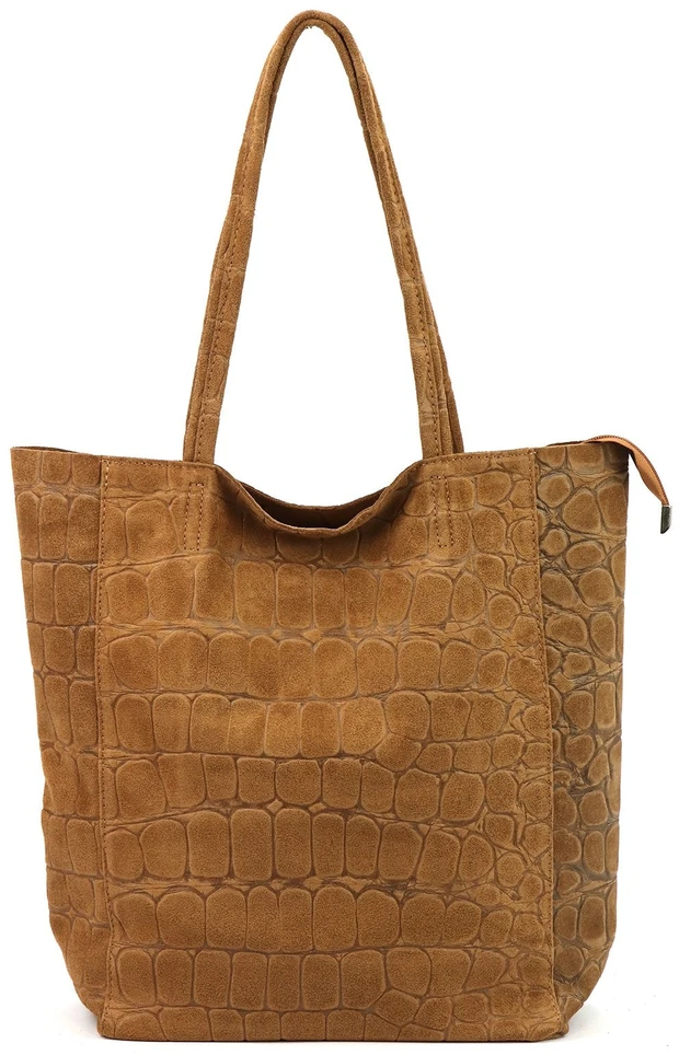 Duża skórzana torebka shopper Luka 26-084 Croco mieszcząca A4