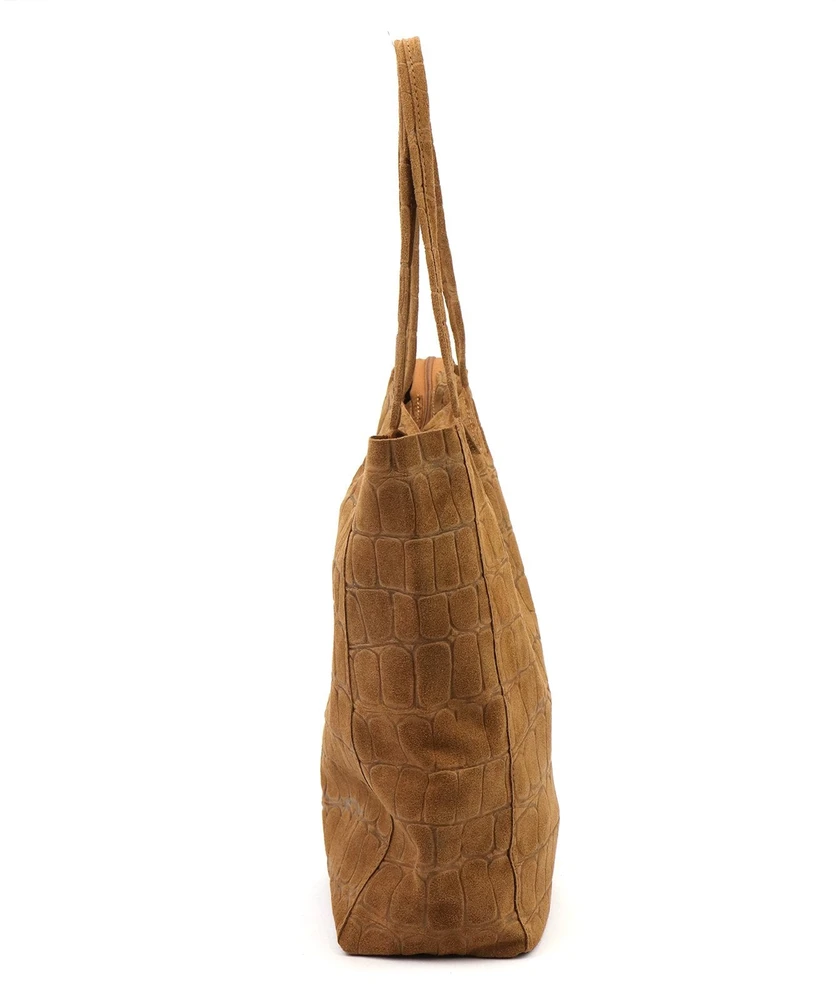 Duża skórzana torebka shopper Luka 26-084 Croco mieszcząca A4