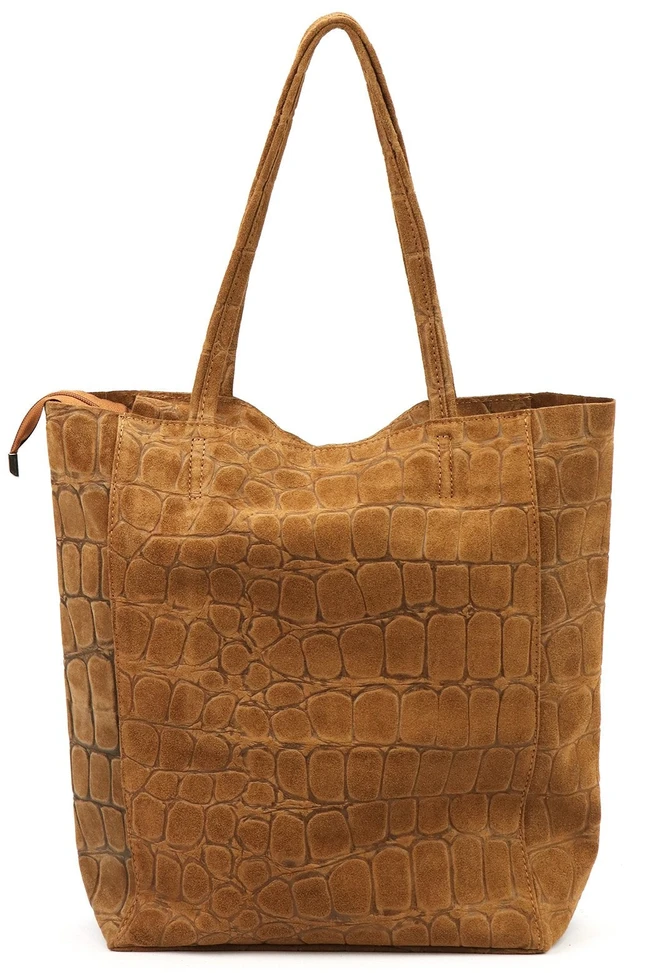 Duża skórzana torebka shopper Luka 26-084 Croco mieszcząca A4