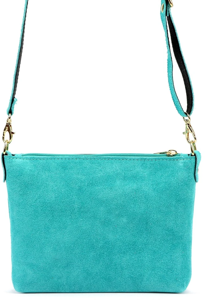 Vera Pelle Torebka Damska Listonoszka Skórzana Mała Złote Okucia Crossbody