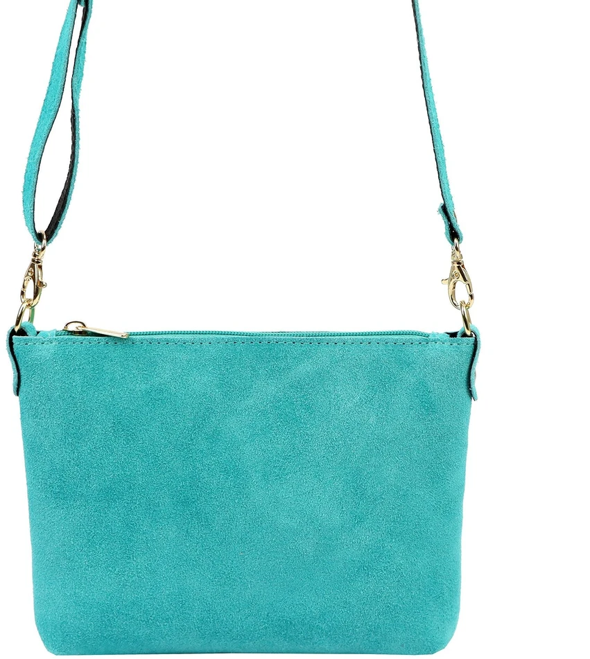 Vera Pelle Torebka Damska Listonoszka Skórzana Mała Złote Okucia Crossbody