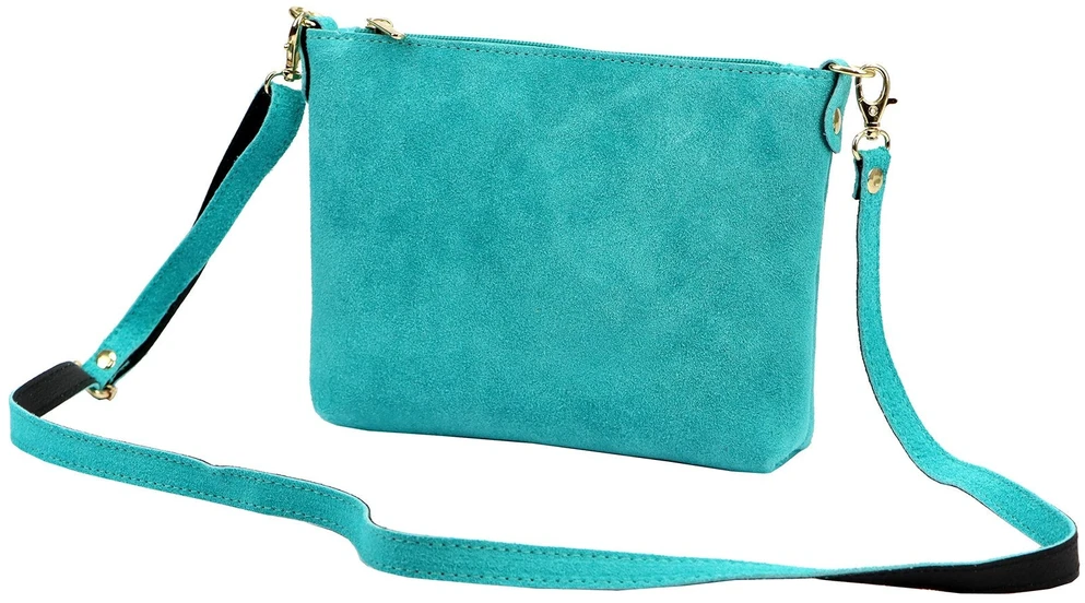 Vera Pelle Torebka Damska Listonoszka Skórzana Mała Złote Okucia Crossbody