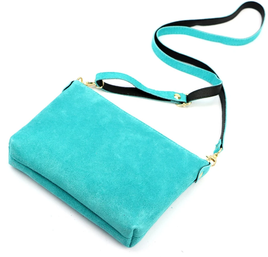 Vera Pelle Torebka Damska Listonoszka Skórzana Mała Złote Okucia Crossbody