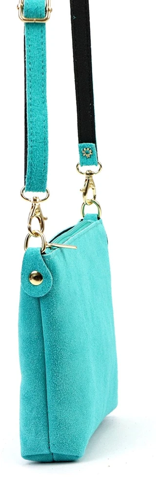Vera Pelle Torebka Damska Listonoszka Skórzana Mała Złote Okucia Crossbody