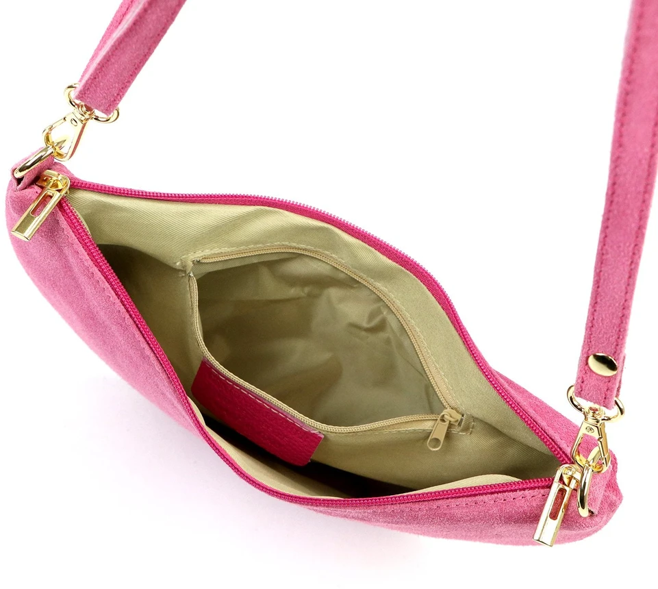 Vera Pelle Torebka Damska Listonoszka Skórzana Mała Złote Okucia Crossbody