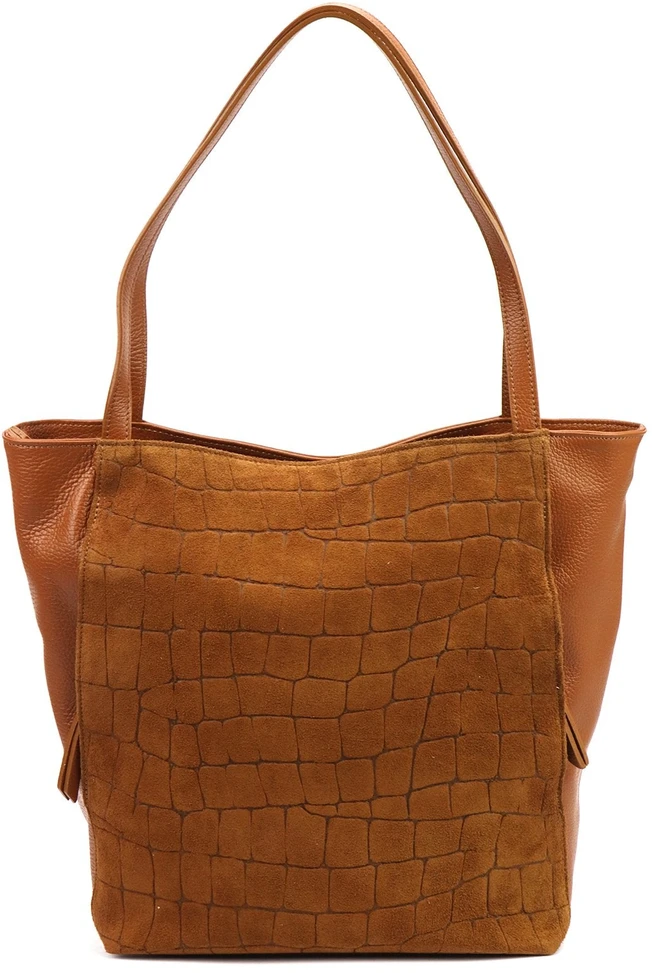 Duża skórzana shopperka A4 Luka 26-162 CROCO