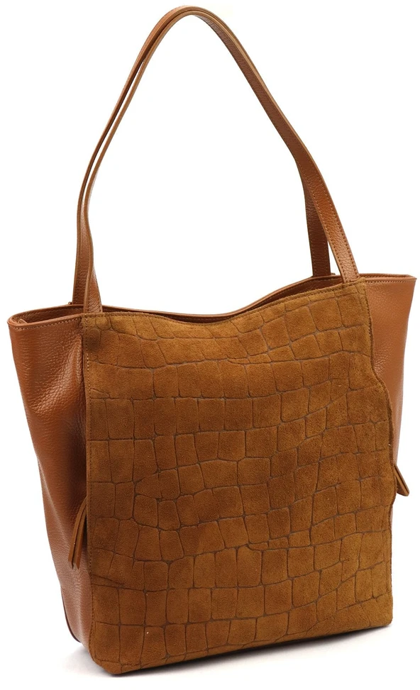 Duża skórzana shopperka A4 Luka 26-162 CROCO