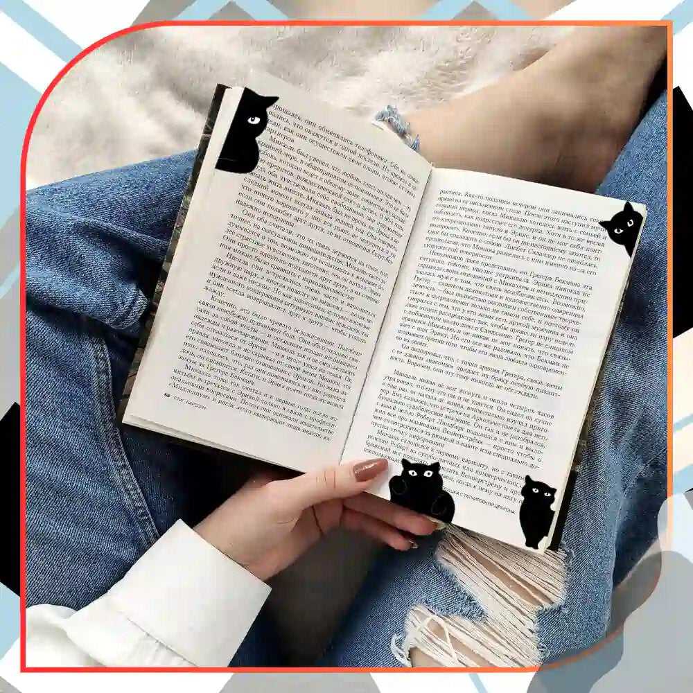 KNYGA Magnetinė knygos žymė, juoda, 6 vnt.