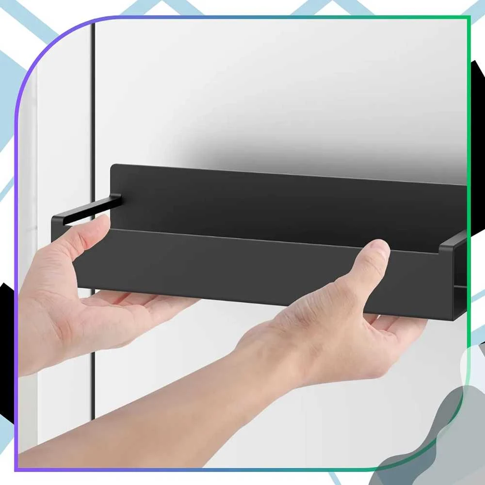 Magnetinis virtuvės organizatorius, juodas, 2 lentynos