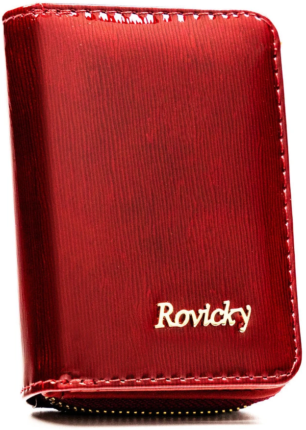 Maža moteriška natūralios odos piniginė su RFID apsauga, raudona – Rovicky ST79