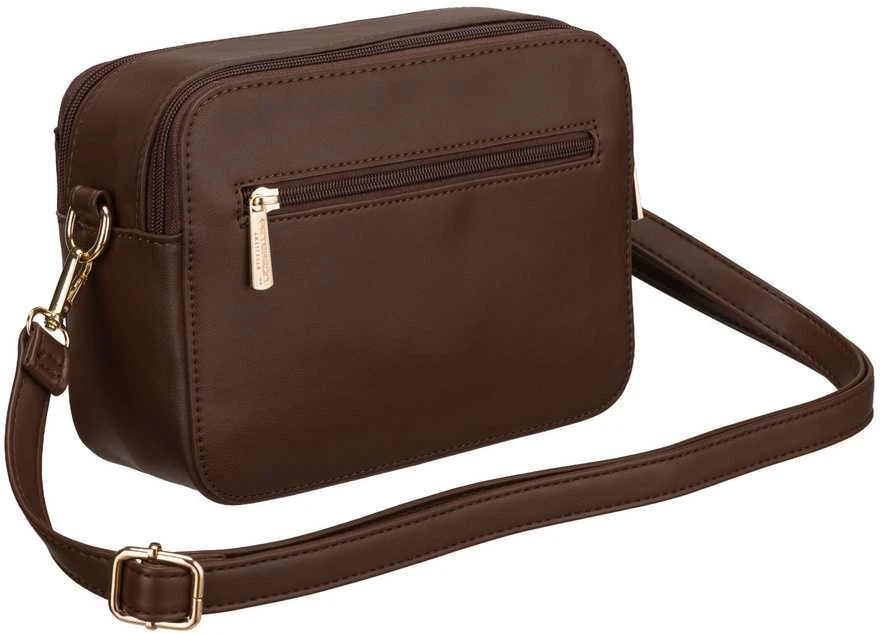 Maža moteriška „Peterson“ crossbody rankinė per petį, ruda, iš ekologiškos odos