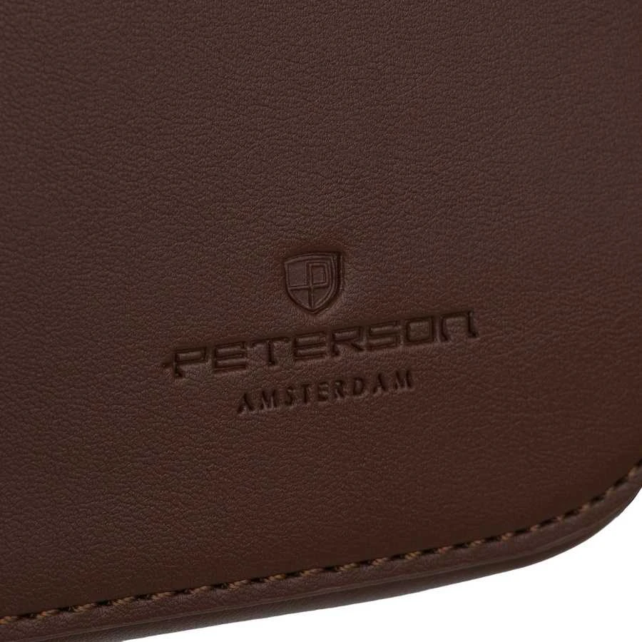 Maža moteriška „Peterson“ crossbody rankinė per petį, ruda, iš ekologiškos odos