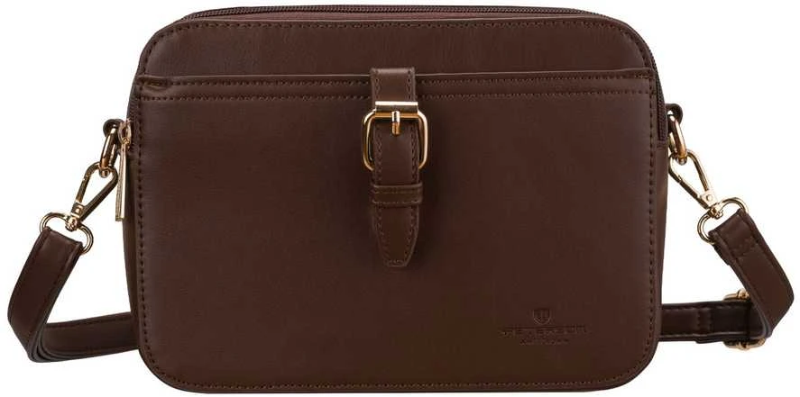 Maža moteriška „Peterson“ crossbody rankinė per petį, ruda, iš ekologiškos odos