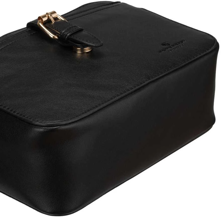 Maža moteriška „Peterson“ crossbody rankinė per petį, juoda, iš ekologiškos odos