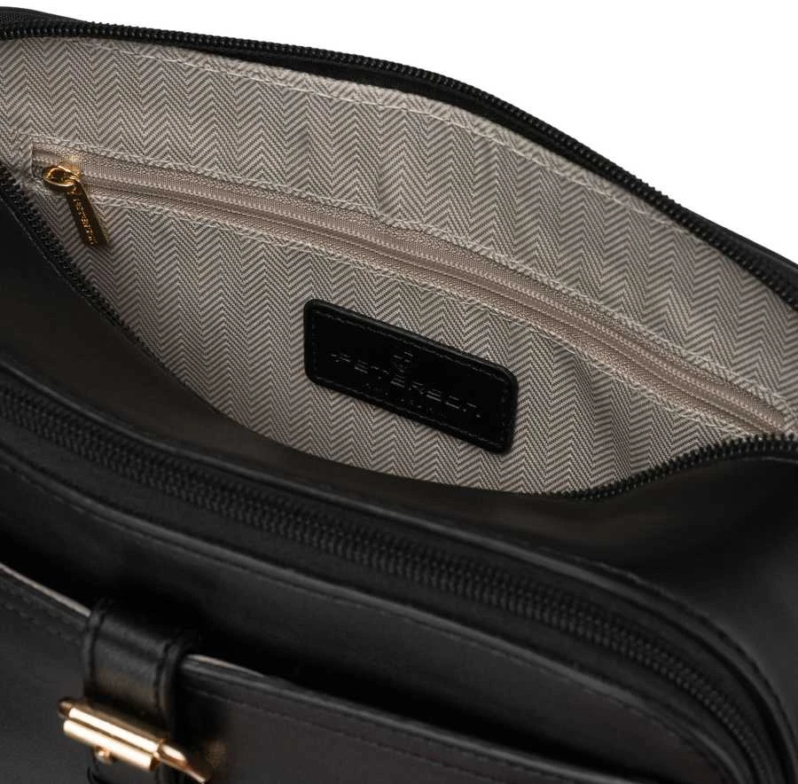 Maža moteriška „Peterson“ crossbody rankinė per petį, juoda, iš ekologiškos odos