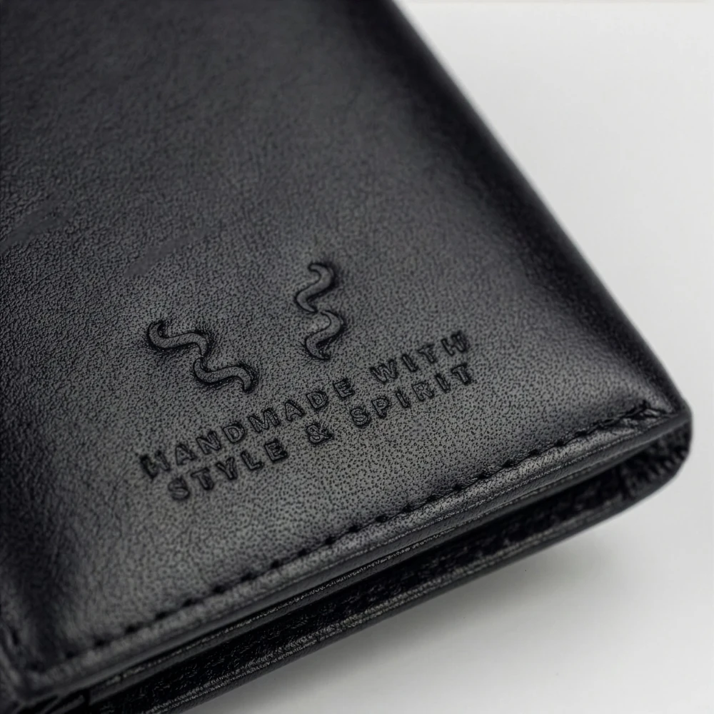 Maža plona vyriška odinė piniginė su RFID STEVENS, juoda D40033