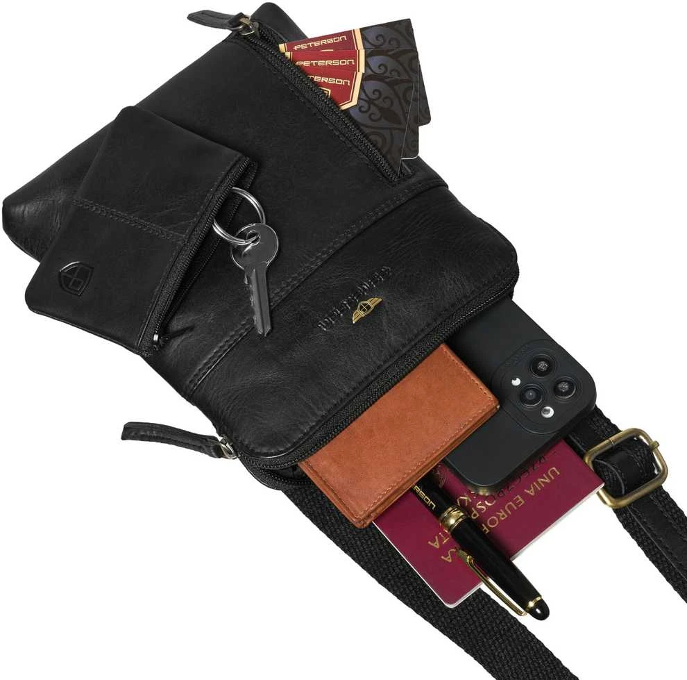 Maža vyriška odinė crossbody rankinė Peterson, ruda AX22