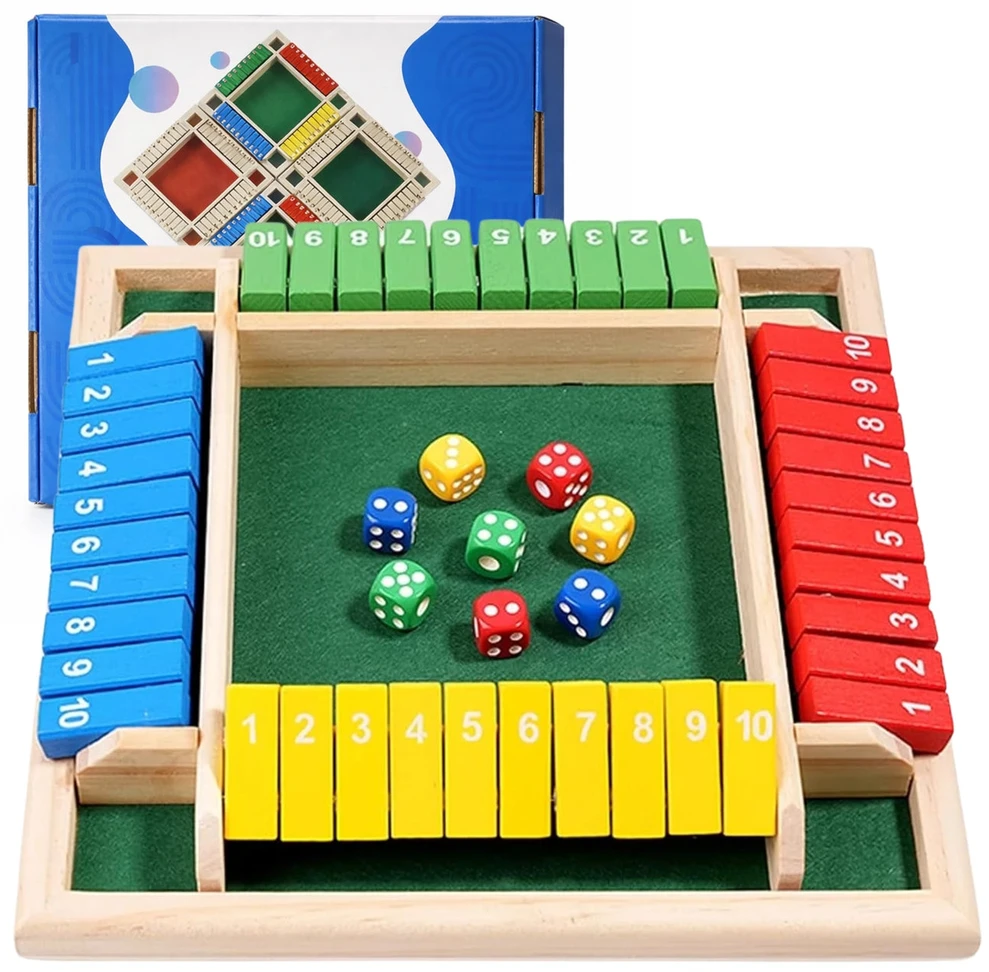 Medinis stalo žaidimas Shut the Box, spalvotas TP94