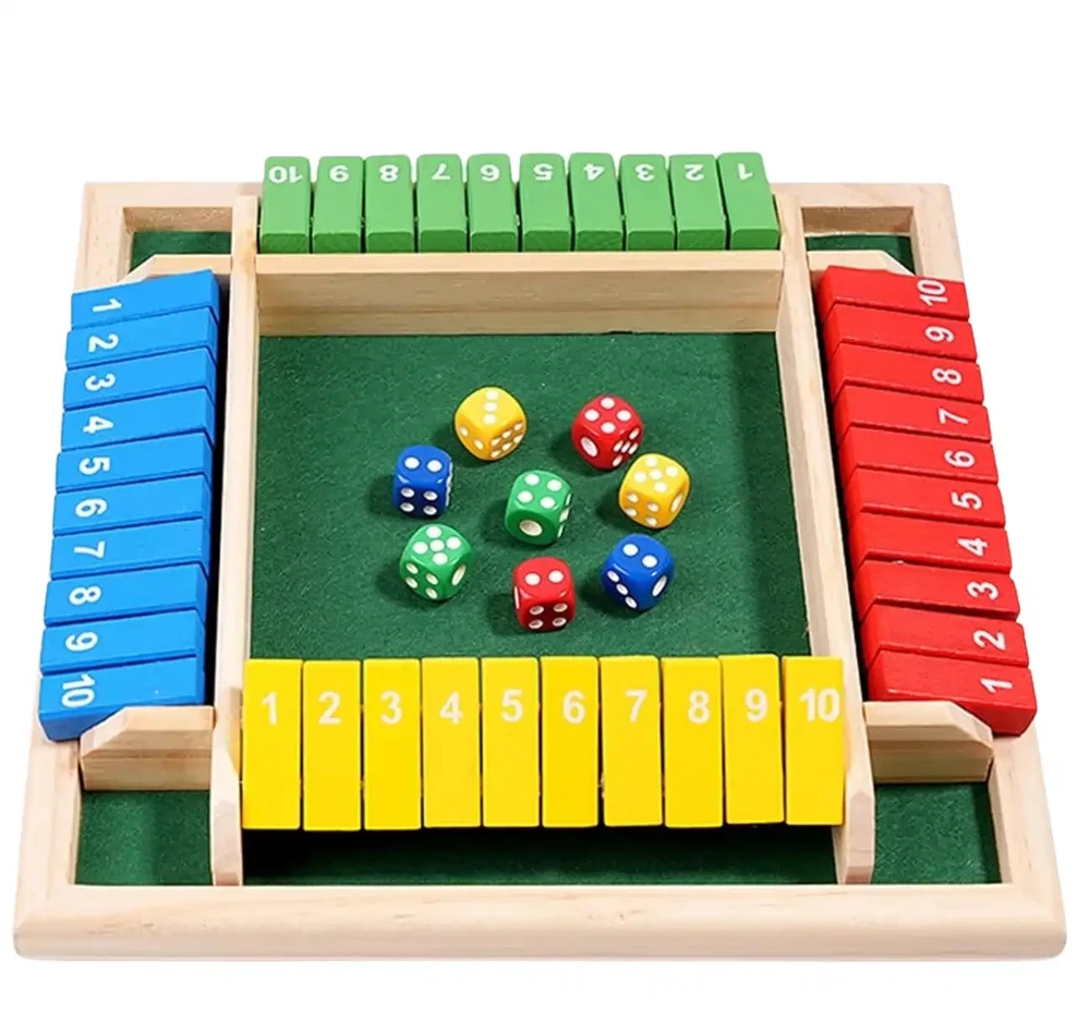Medinis stalo žaidimas Shut the Box, spalvotas TP94
