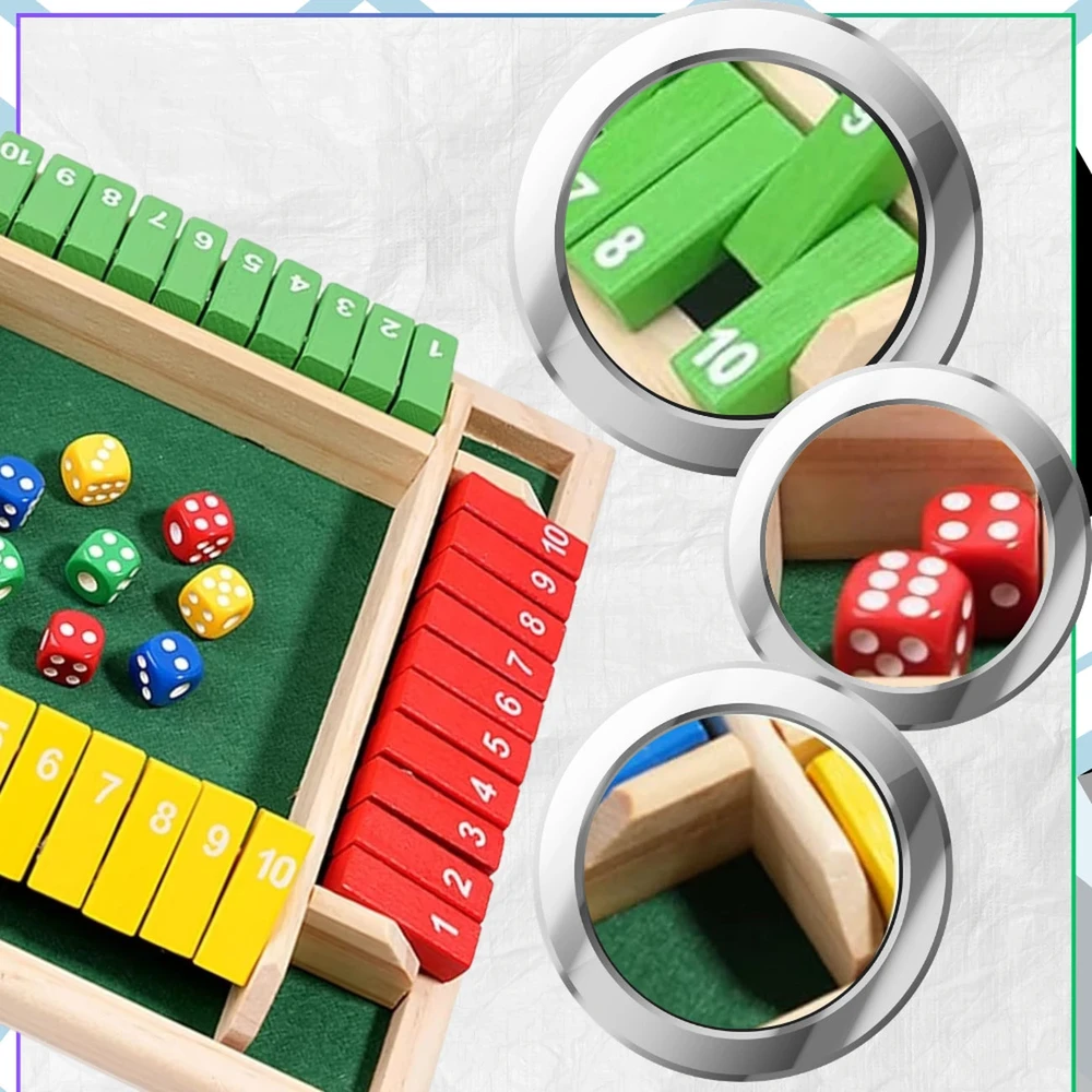 Medinis stalo žaidimas Shut the Box, spalvotas TP94