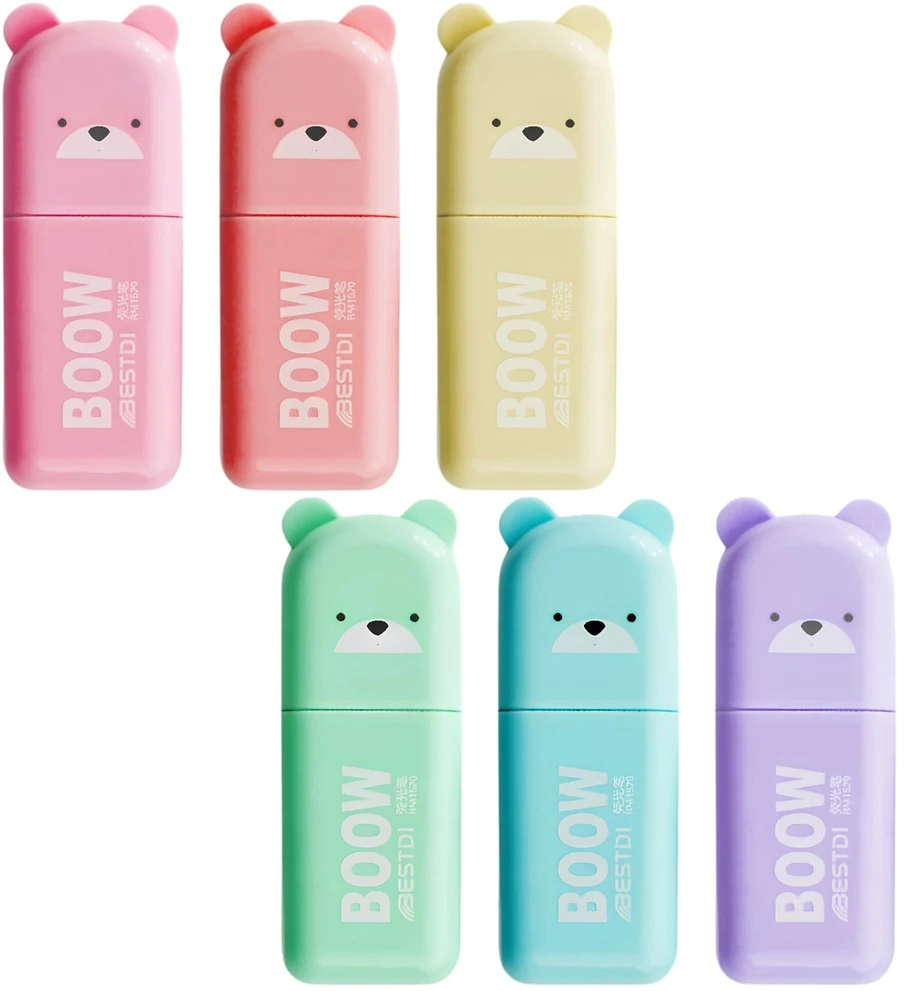 Mini pastelinių teksto žymeklių rinkinys, 6 spalvos