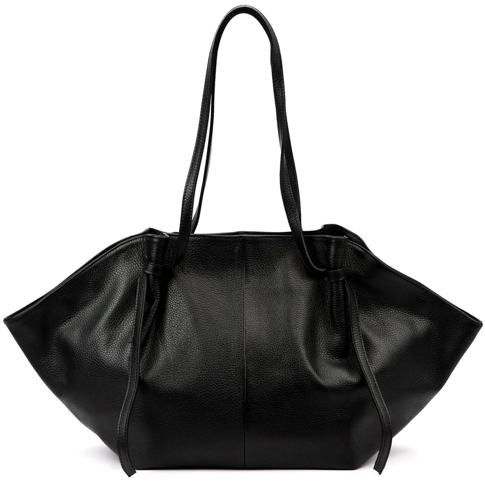 Moteriška didelė odinė shopper tipo rankinė Luka, juoda, A4