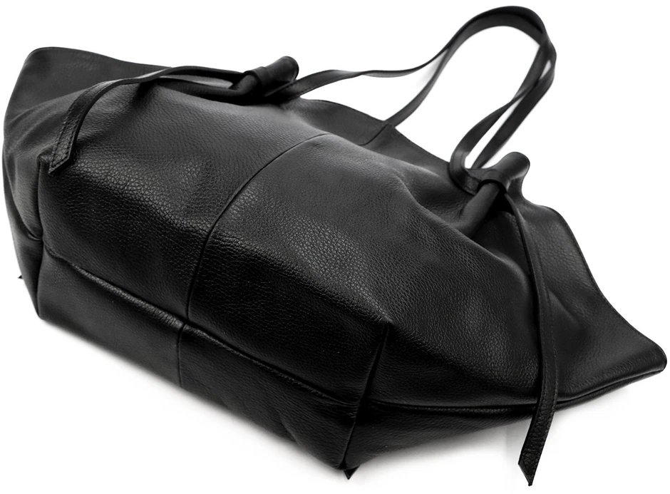 Moteriška didelė odinė shopper tipo rankinė Luka, juoda, A4