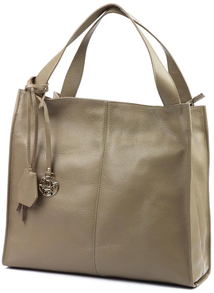 Moteriška didelė odinė shopper tipo rankinė Gregorio 1725, taupe, A4