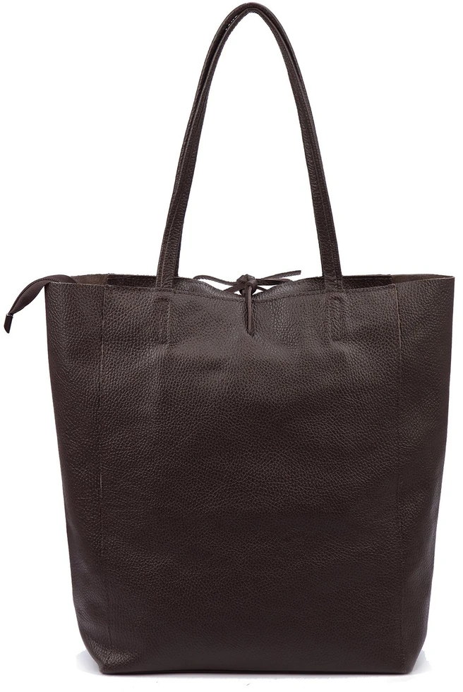 Moteriška didelė odinė shopper tipo rankinė MiaMore, tamsiai ruda, A4
