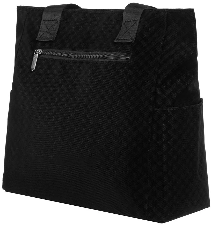 Moteriška juoda poliesterinė „Rovicky“ shopper rankinė su geometriniu raštu RP35