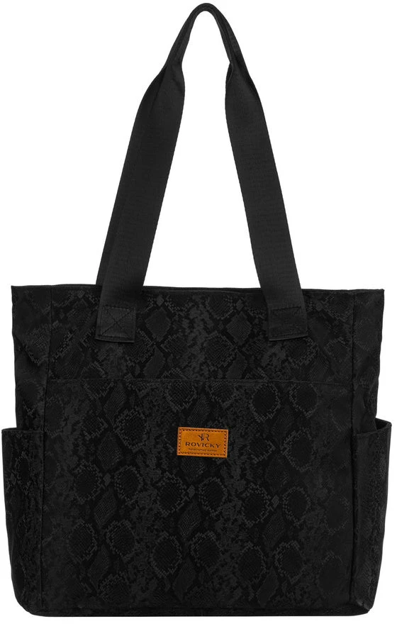Moteriška juoda poliesterio shopper rankinė su patogiomis rankenomis „Rovicky“ RP37