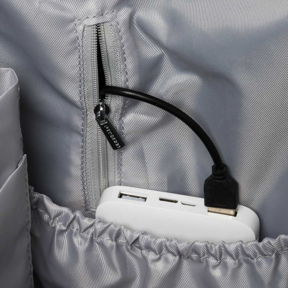 Moteriška kuprinė su USB, mėlyna, poliesteris