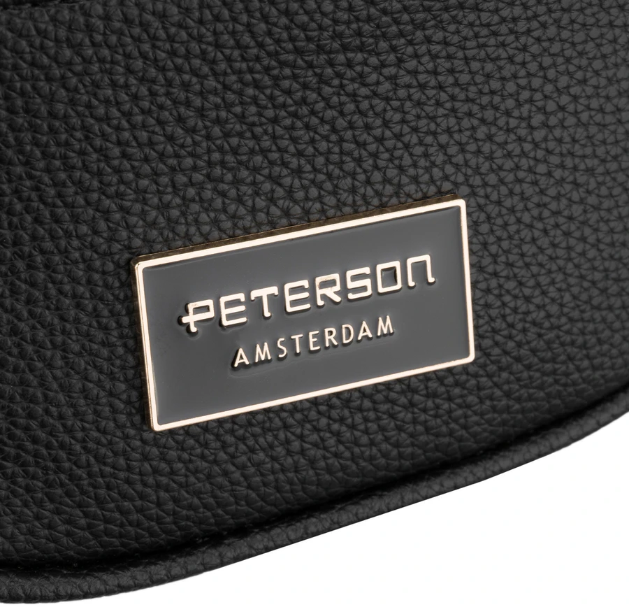 Moteriška maža „Peterson“ rankinė per petį iš ekologiškos odos, juoda
