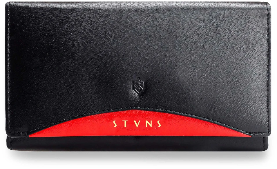 Moteriška odinė piniginė Stevens, juoda, RFID 210-R