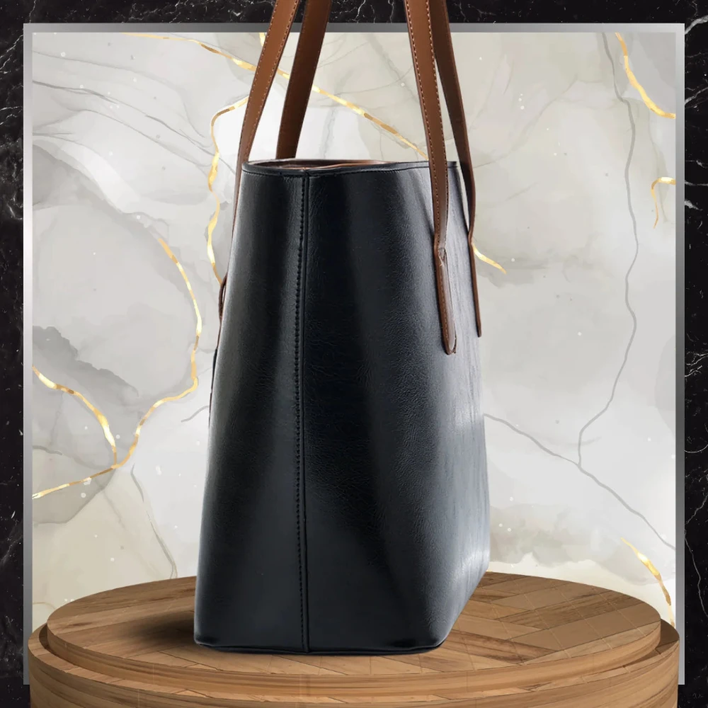 Moteriška odinė rankinė BAD&BAGS, juoda su rudomis detalėmis