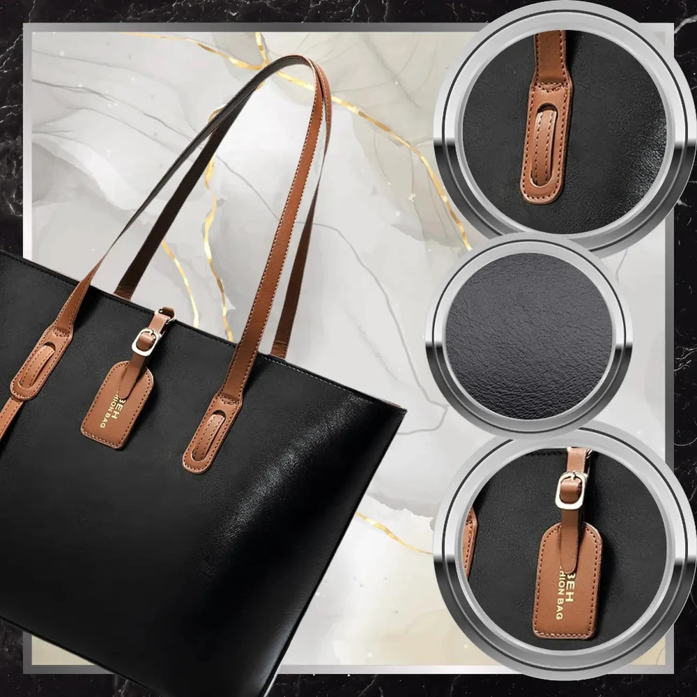 Moteriška odinė rankinė BAD&BAGS, juoda su rudomis detalėmis