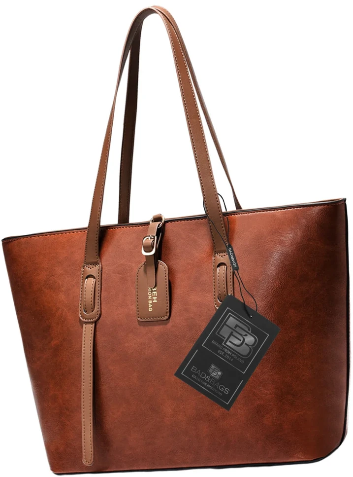 Moteriška odinė rankinė BAD&BAGS, ruda, shopper tipo