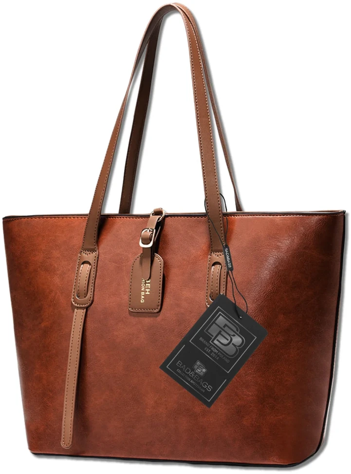 Moteriška odinė rankinė BAD&BAGS, ruda, shopper tipo