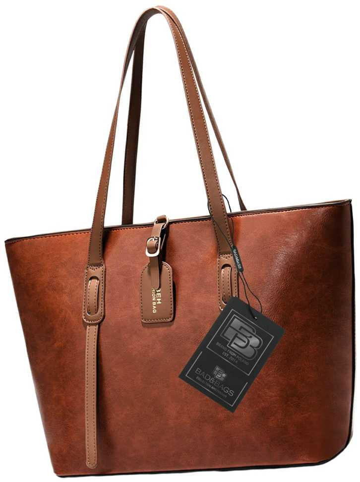 Moteriška odinė rankinė BAD&BAGS, ruda, shopper tipo