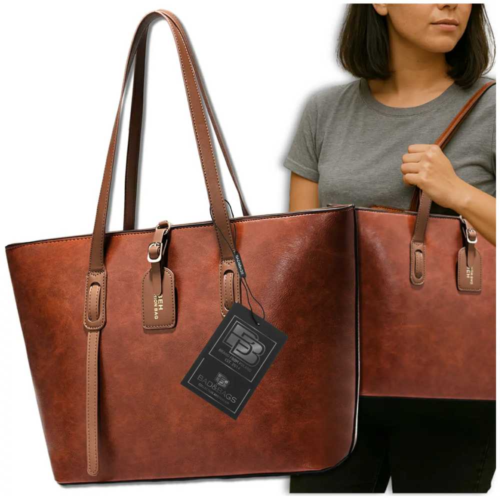 Moteriška odinė rankinė BAD&BAGS, ruda, shopper tipo