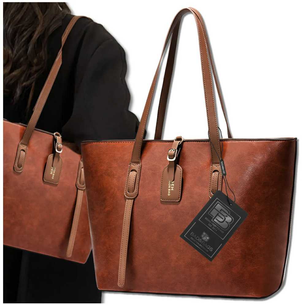 Moteriška odinė rankinė BAD&BAGS, ruda, shopper tipo