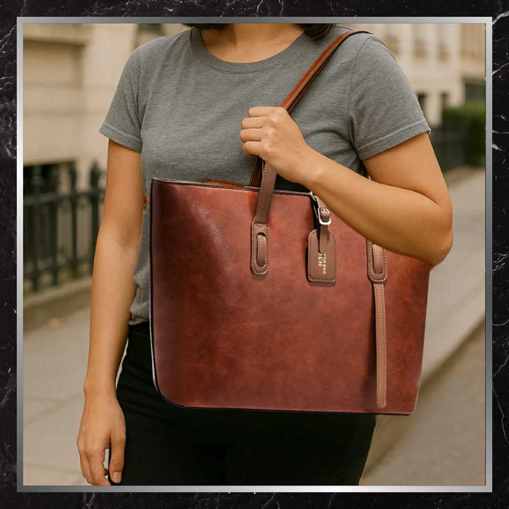 Moteriška odinė rankinė BAD&BAGS, ruda, shopper tipo