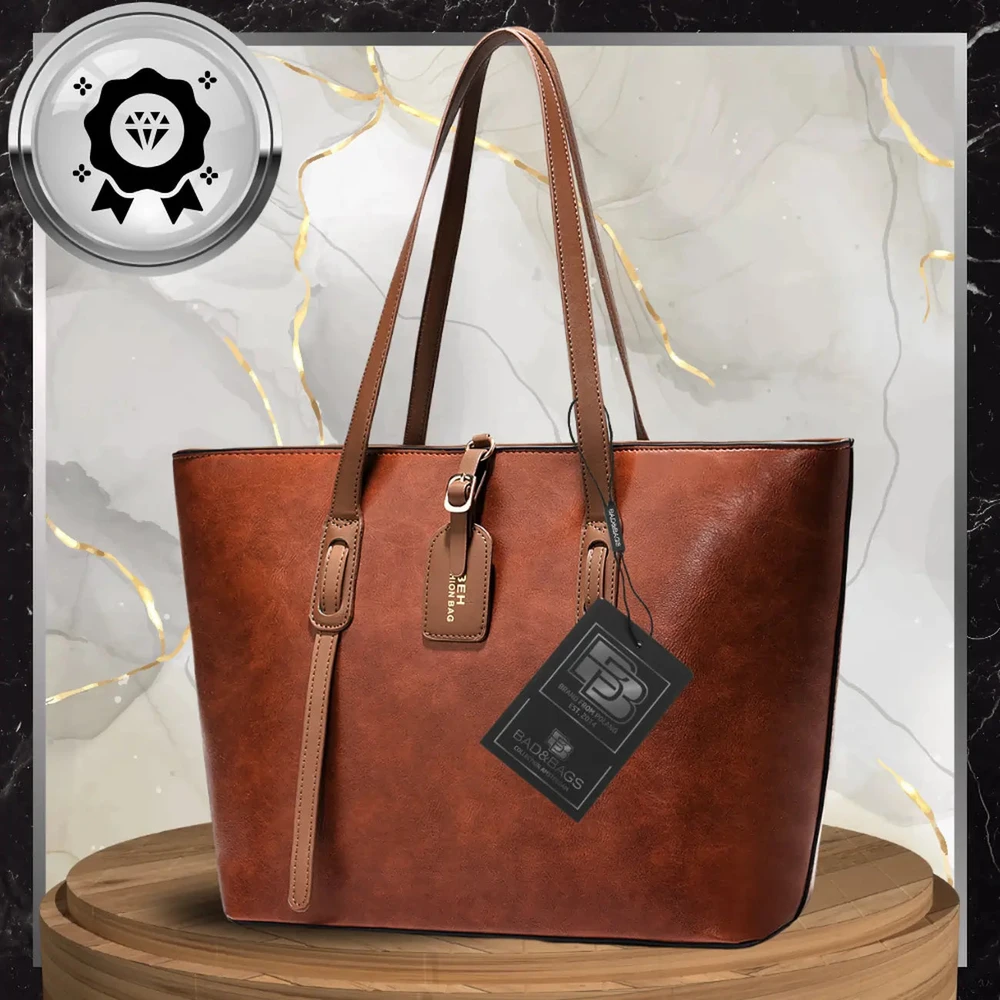 Moteriška odinė rankinė BAD&BAGS, ruda, shopper tipo