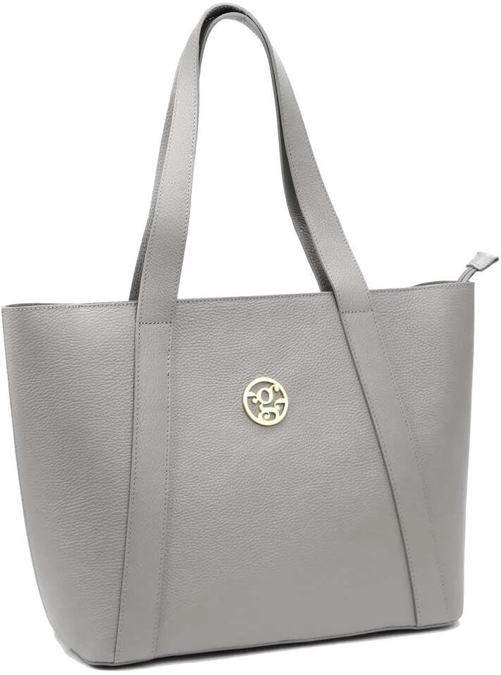 Moteriška odinė rankinė Gregorio 1731, pilka, A4, su išskirtiniu logotipu