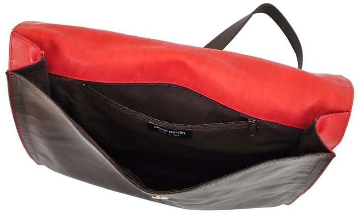 Moteriška odinė rankinė Pierre Cardin 1403, mėlyna/pilka, didelė, telpa A4