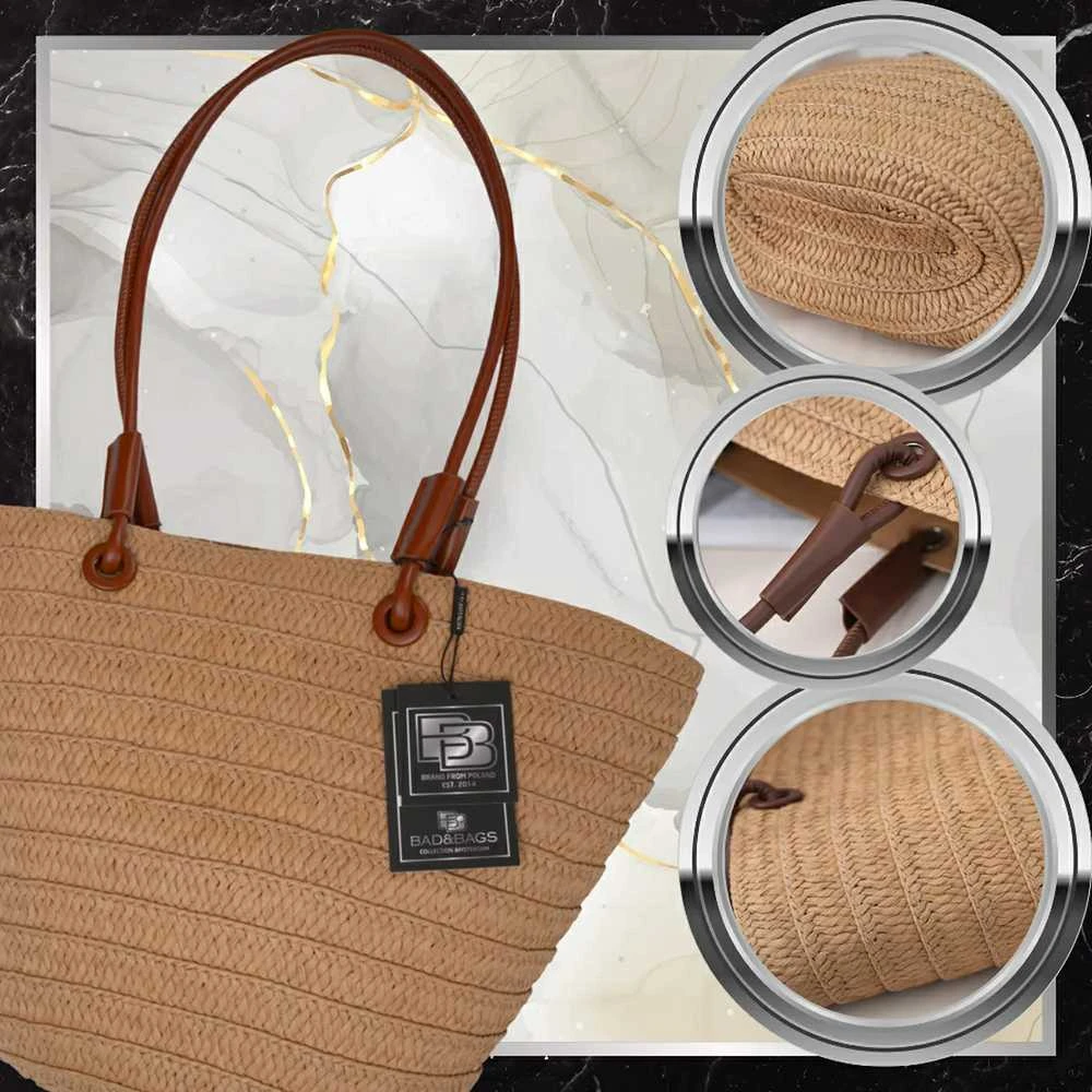 Moteriška paplūdimio rankinė BAD&BAGS, didelė, šiaudinė