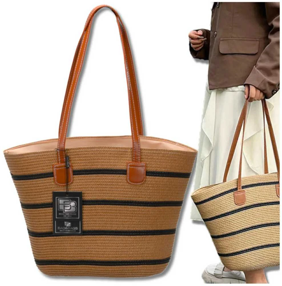 Moteriška paplūdimio rankinė BAD&BAGS, šiaudinė, didelė