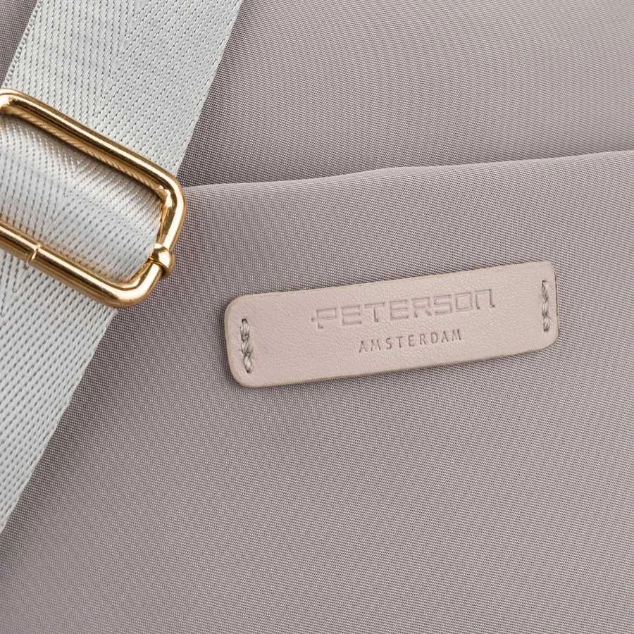 Moteriška „Peterson“ nailoninė pašto stiliaus rankinė, pilka, su užtrauktuku ir magnetiniu užsegimu
