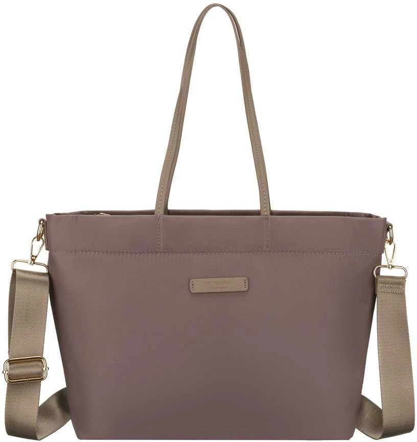 Moteriška „Peterson“ nailoninė shopper rankinė, smėlio spalvos, su magnetiniu užsegimu